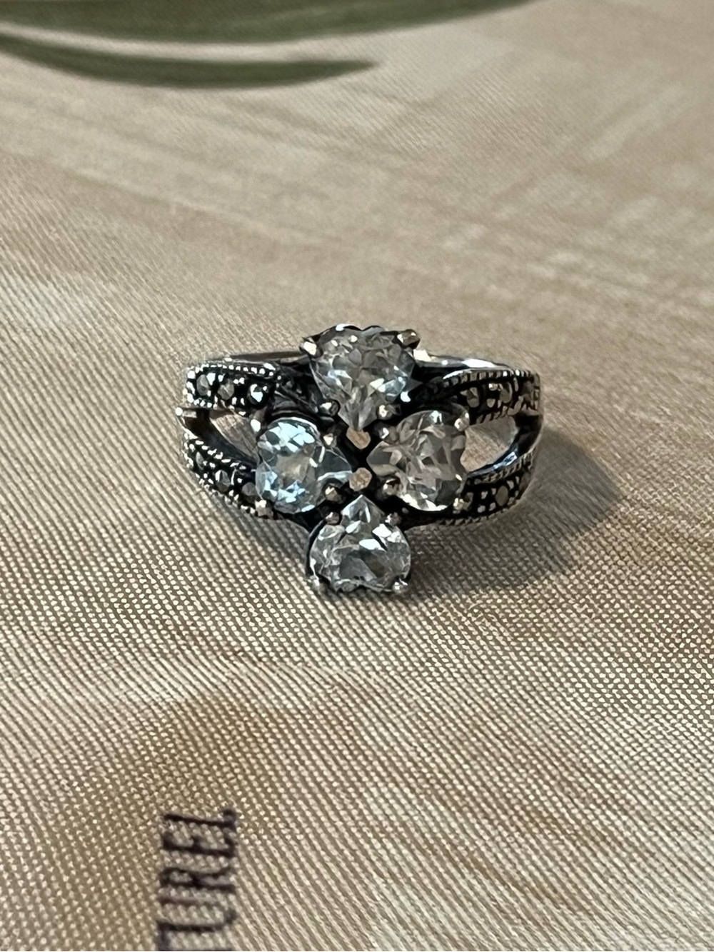 Sterling Silver Clear Crystal Cluster Ring - Silver